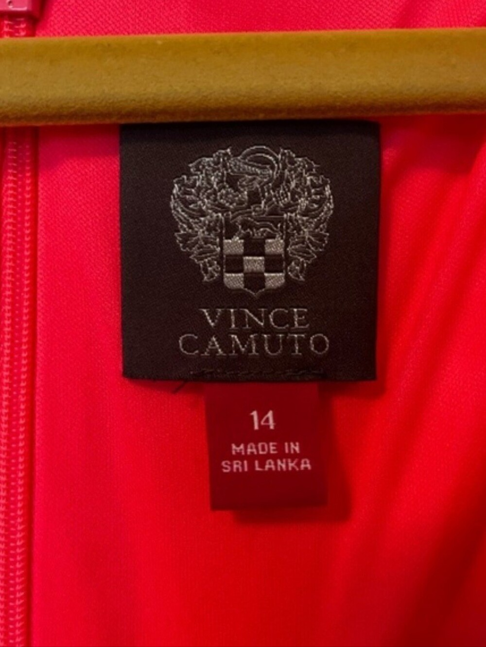 Vince Camuto Hot Pink Sleeveless Embroidered Gold V-Neck Mini Dress. Size 14 - Picture 4 of 8